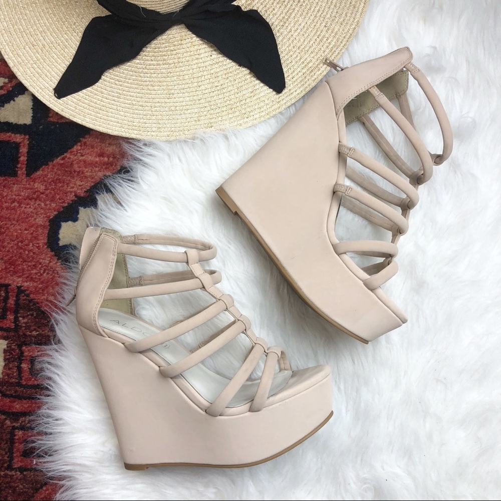 ALDO nude/cream platform wedges 8.5